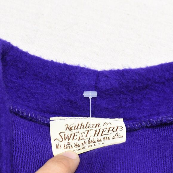 VTG Kathleen for Sweet Herb Women Cardigan Sweater Wool Purple L USA Made Padded - Picture 7 of 8